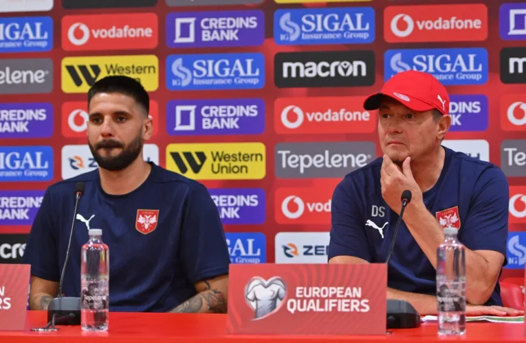 SELEKTOR DRAGAN STOJKOVIĆ I ALEKSANDAR MITROVIĆ ODRŽALI KONFERENCIJU PRED DUEL U TIRANI